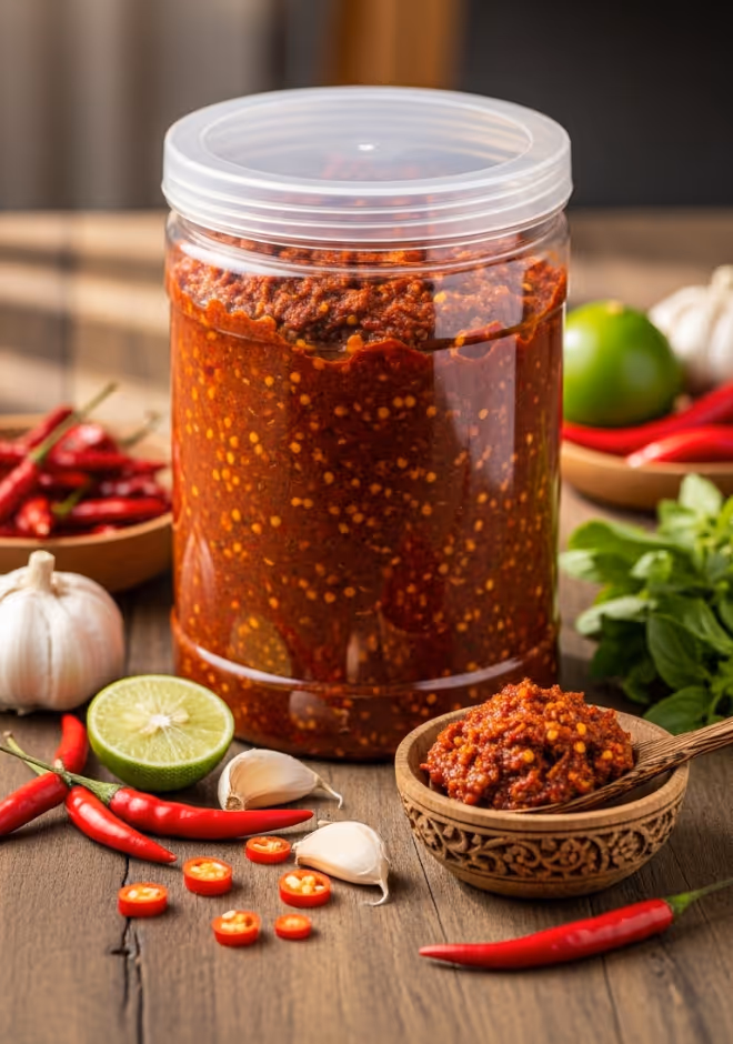 น้ำพริกตาแดง | ตัวอย่างผลงานสินค้า จากโรงงานผลิตน้ำพริก P.P.N. Foods สร้างแบรนด์ OEM ครบวงจร