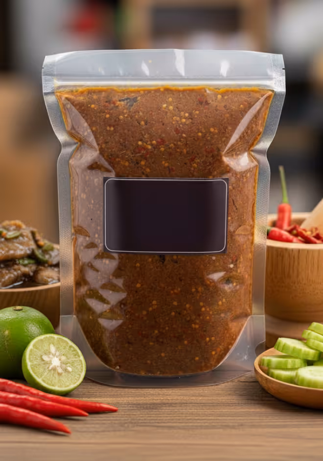 น้ำพริกปลาร้า | ตัวอย่างผลงานสินค้า จากโรงงานผลิตน้ำพริก P.P.N. Foods สร้างแบรนด์ OEM ครบวงจร