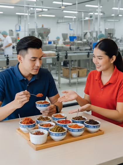 โรงงานผลิตน้ำพริก OEM ครบวงจร | น้ำพริกรุ่งเจริญ รับผลิตทุกสูตร